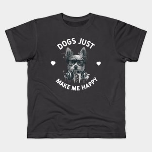 Dogs Just Make Me Happy Kids T-Shirt